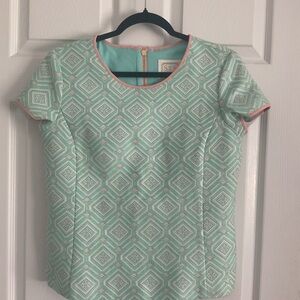 Sail to Sable Mint Green Geometric Blouse